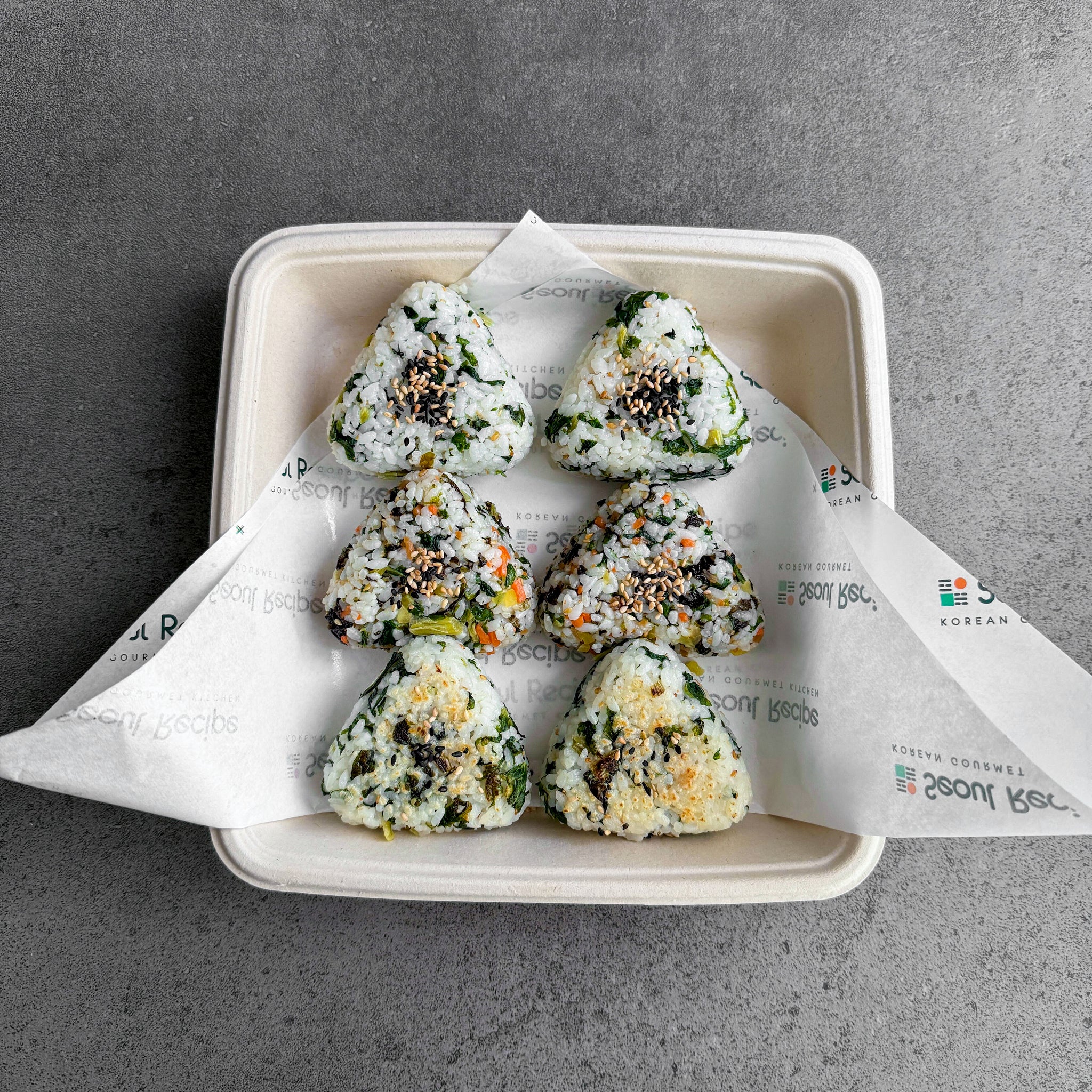 [Seoul Recipe] Healthy Korean Veggies Rice Balls 건강 나물 삼각 주먹밥 (6pcs)