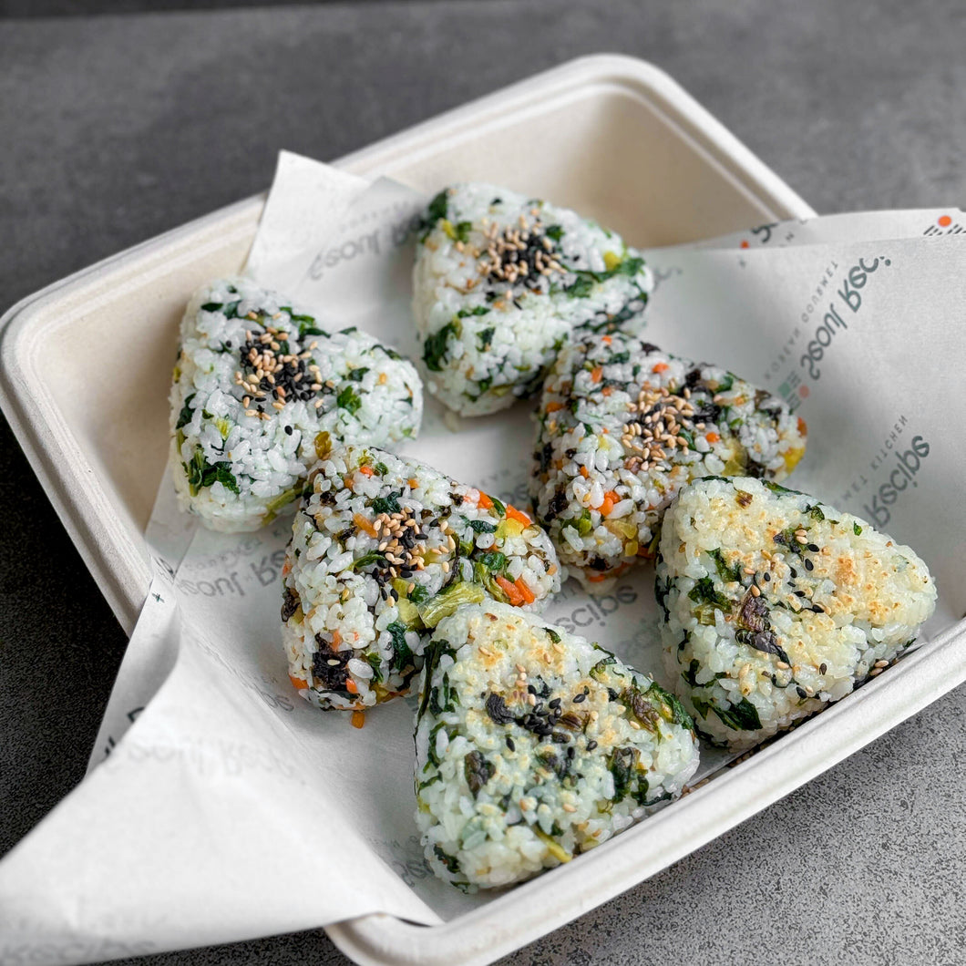 [Seoul Recipe] Healthy Korean Veggies Rice Balls 건강 나물 삼각 주먹밥 (6pcs)