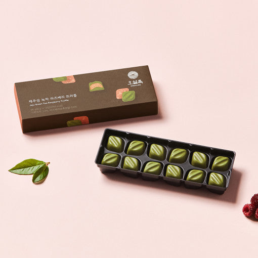 Jeju Green Tea Raspberry Truffle Chocolate 제주섬 녹차 라즈베리 트러플 (96g)