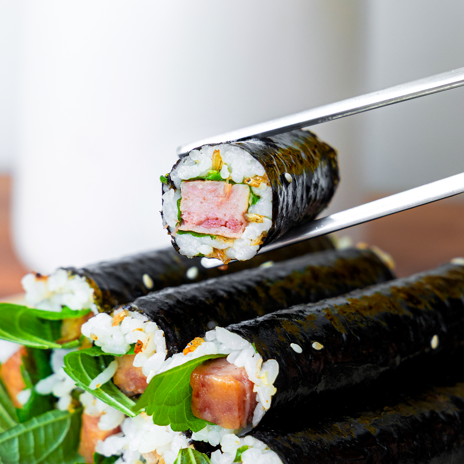 [Seoul Recipe] Mini Spciy Fried Anchovies & Ham Gimbap 미니 매운 멸치 볶음 & 햄 김밥 (20pcs)