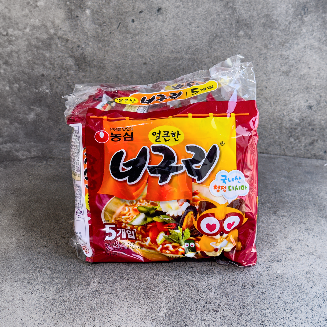 Neoguri Spicy Seafood Flavour Udon Noodles 너구리 (5 packs)