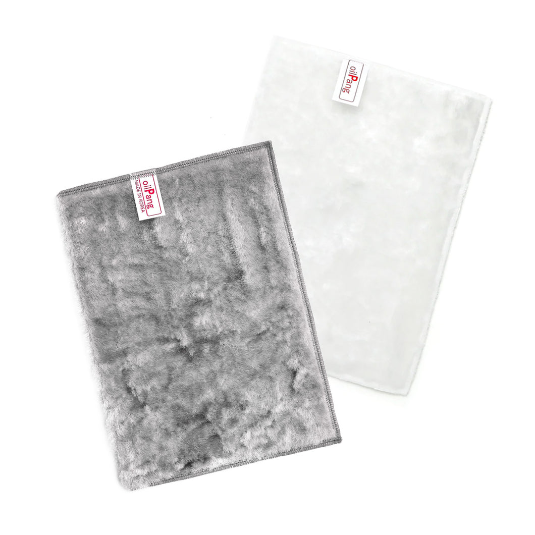 Oil Pang Cleaning Cloth (White + Gray, 2pcs Set) 친환경 매직 행주 오일팡 (화이트 + 그레이, 2장 세트)