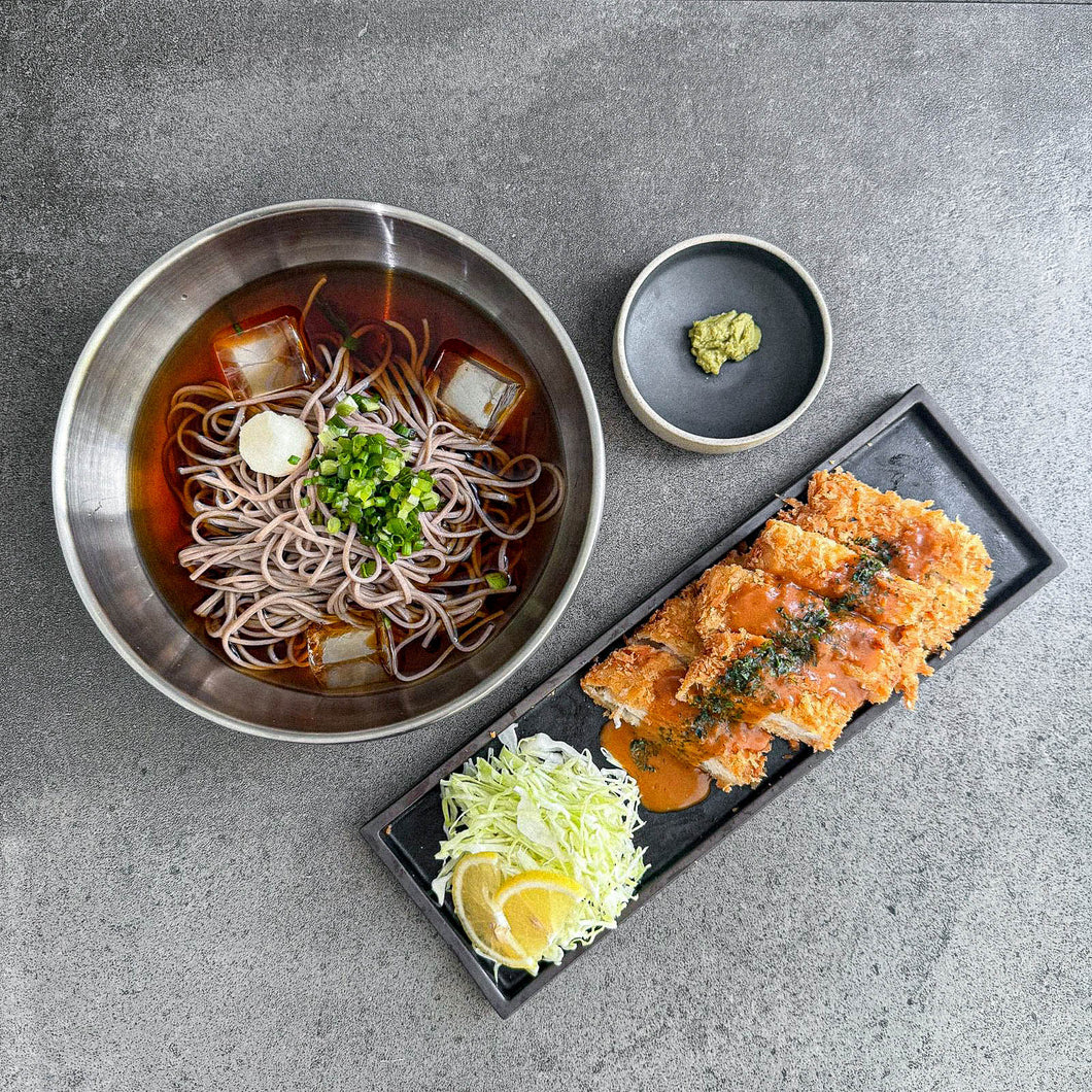 [Seoul Recipe] Buckwheat Cold Noodles & Retro Style Tonkatsu Meal Kit Set 시원한 메밀면 & 바삭 돈까스 밀키트 세트 (2ppl)