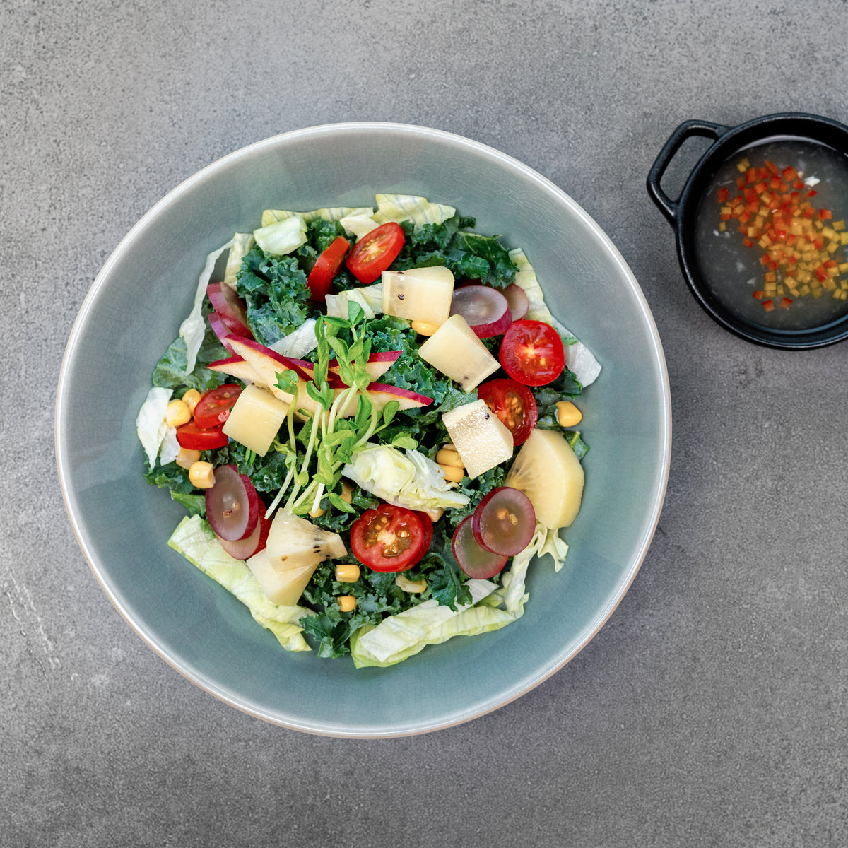 [Seoul Recipe] Kale & Fruit Salad with Yuzu Dressing 케일 과일 샐러드 + 유자 드레