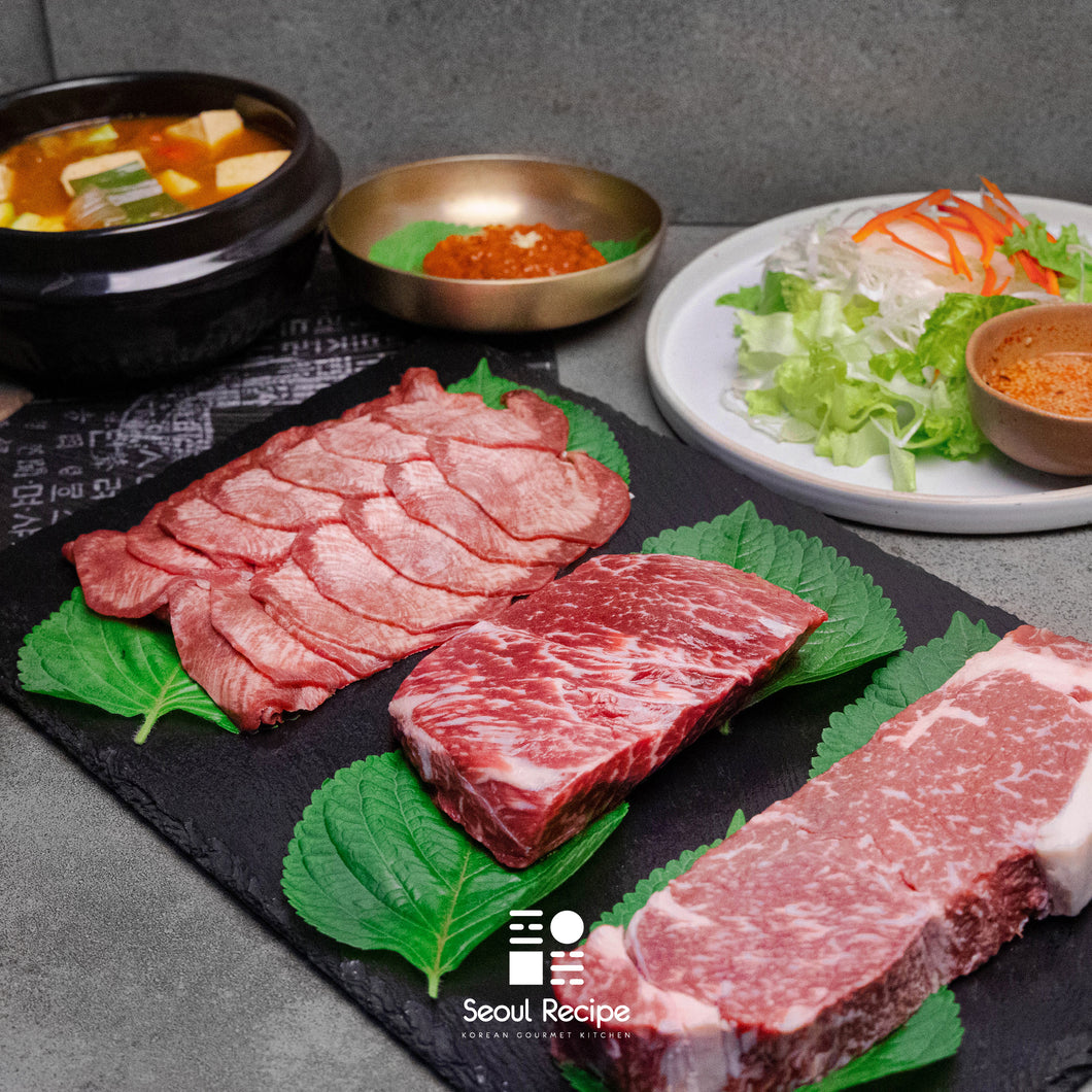 [Seoul Recipe] Striploin Wagyu BBQ Set (Frozen) 프리미엄 와규 소고기 BBQ 세트 (냉동)